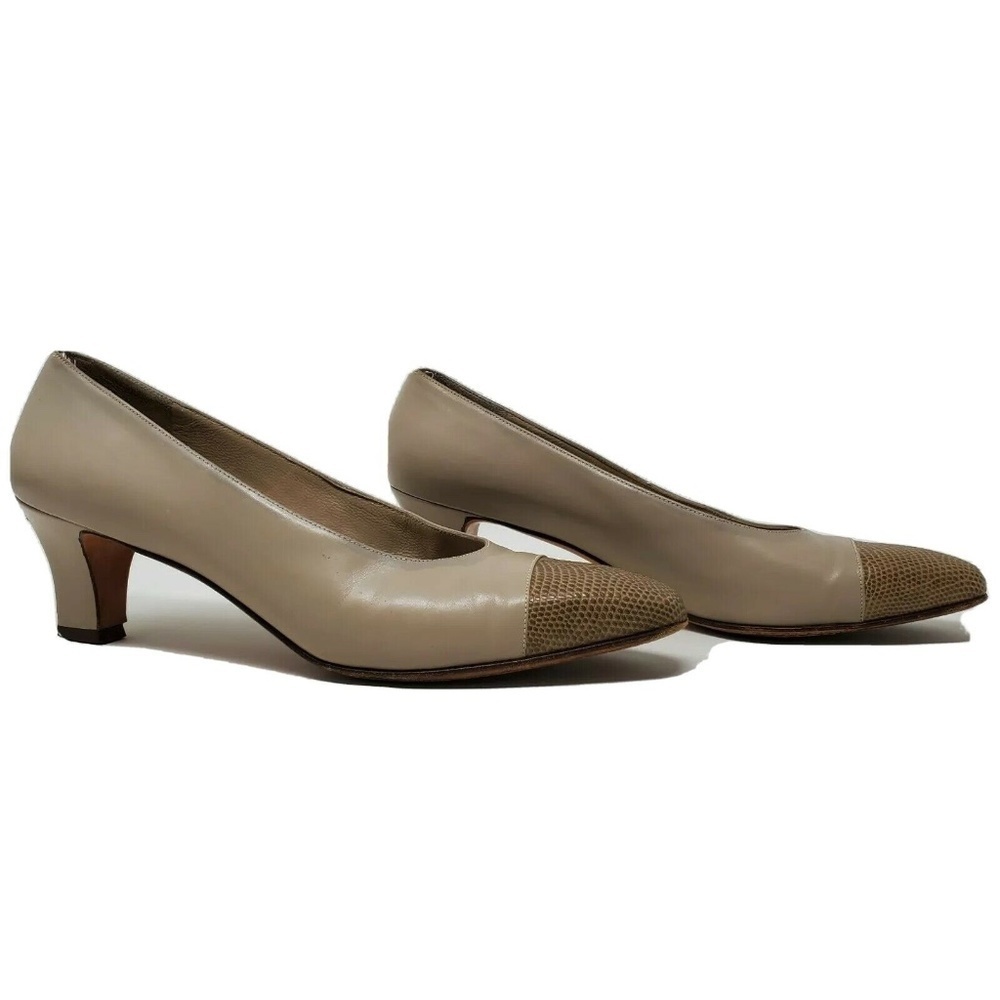 Salvatore Ferragamo Block Heel Snake Tip Pumps